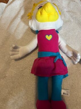 Plush Heart-Accent Doll in Pink, Teal and Yellow